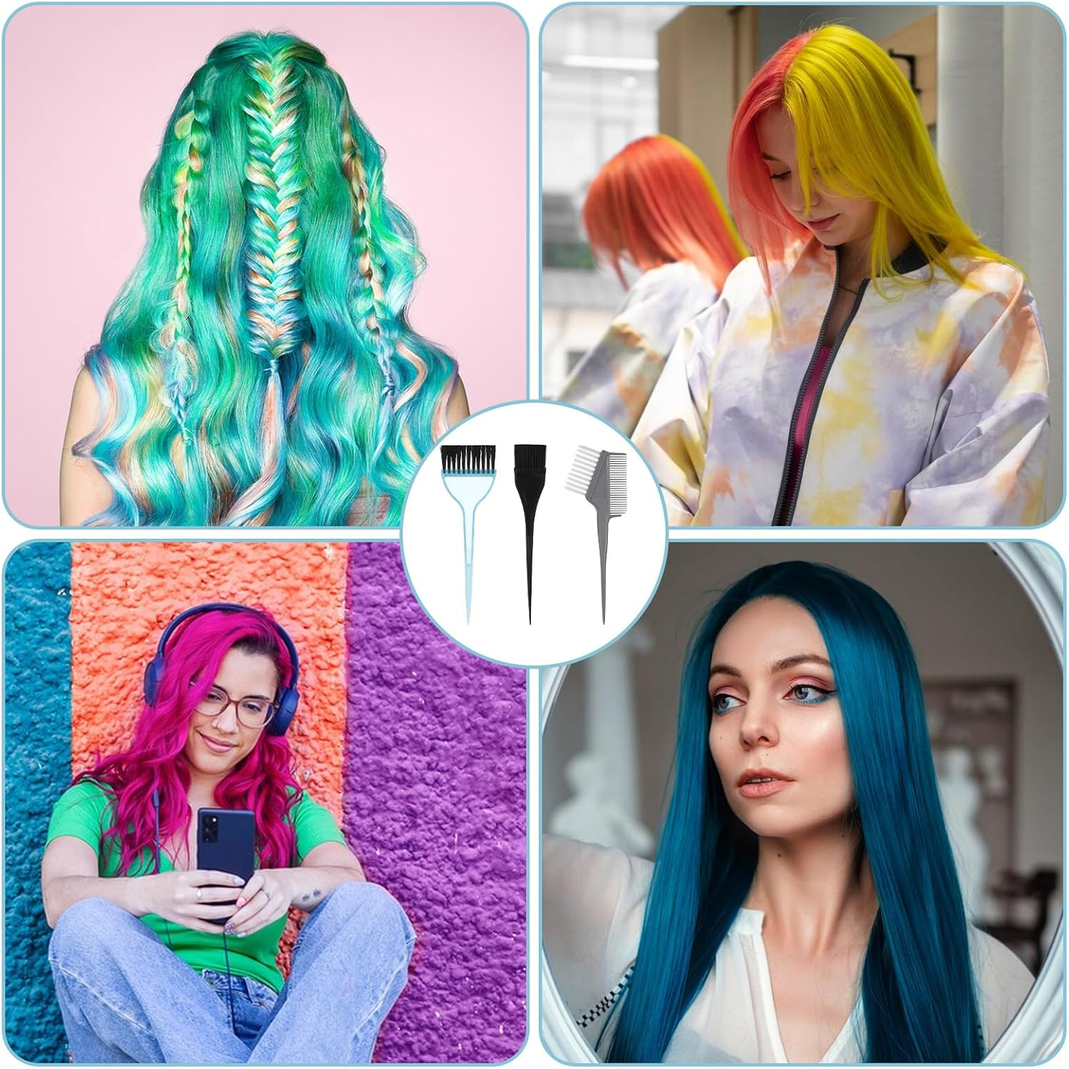 3 Pcs Hair Dye Brush Hair Color Brush Professional Hair Dye Kit Soft Hair Coloring Brush Hair Tint Dying Tools Hair Dye Applicator Brush for Women Salon Use Home Diy Coloring and Dyeing image number 3