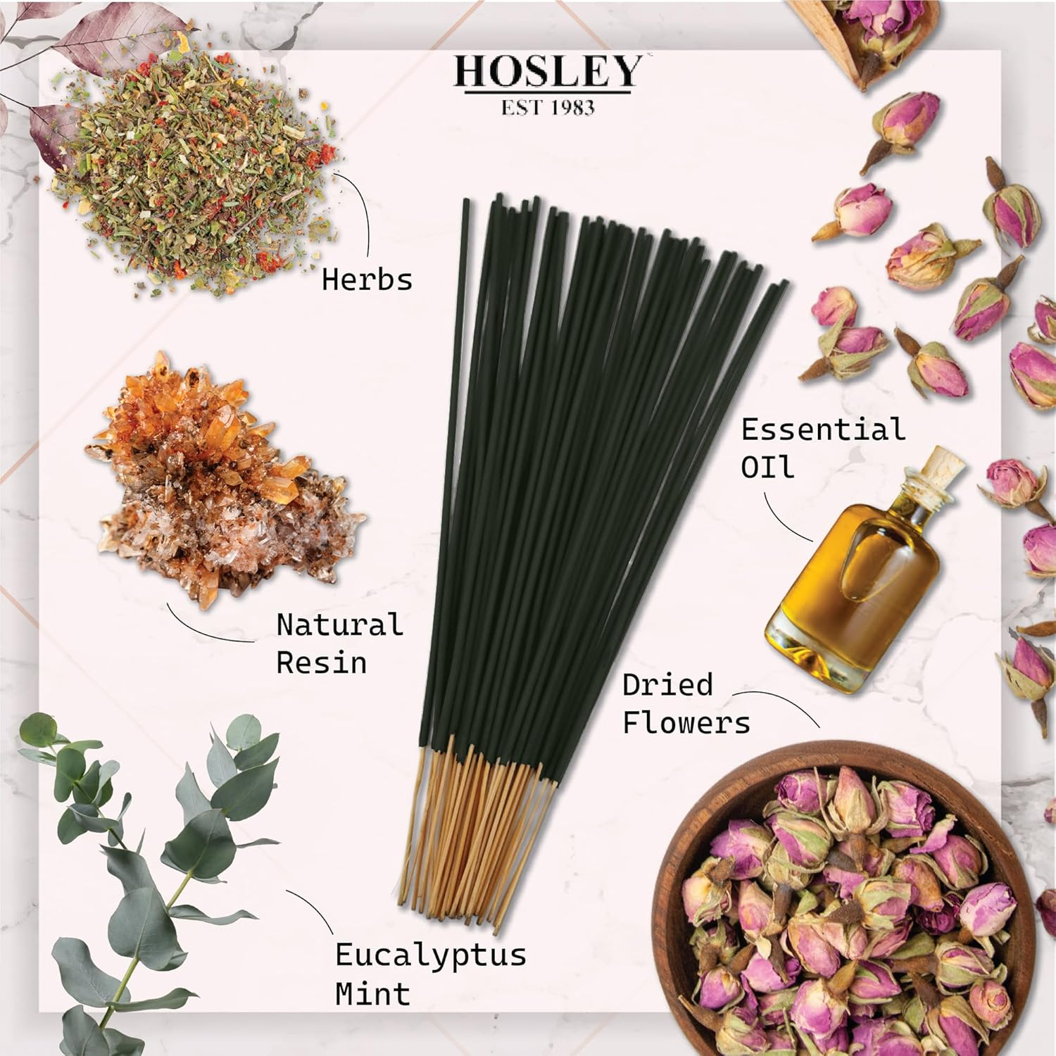 Hosley&reg; 240 Pack of Eucalyptus Mint Fragrance Incense Stick Infused with Essential Oils - Ideal for Wedding, Events, Aromatherapy, Spa, Reiki, Meditation image number 5