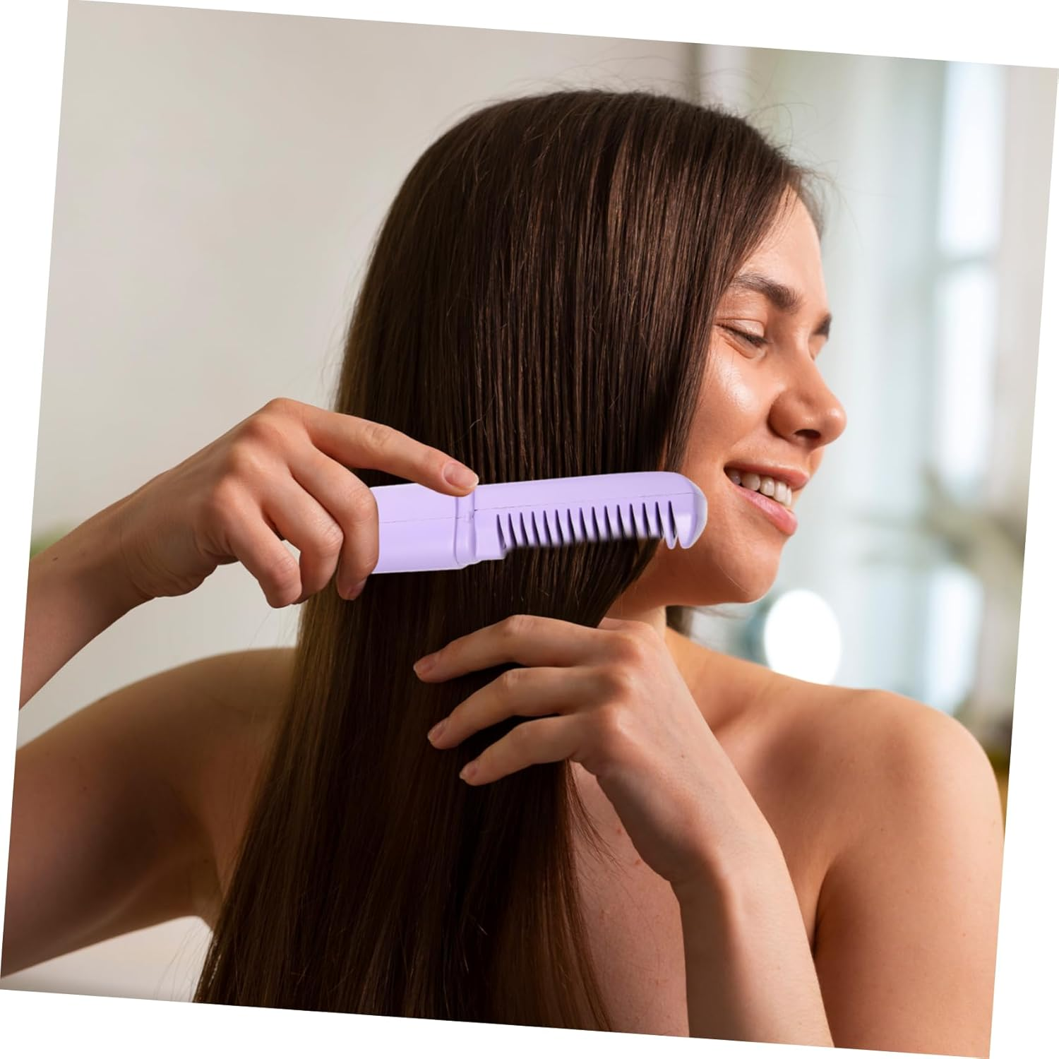 MERRYHAPY Rechargeable Hair Straightening Comb Keratin Cordless Straightener Brush