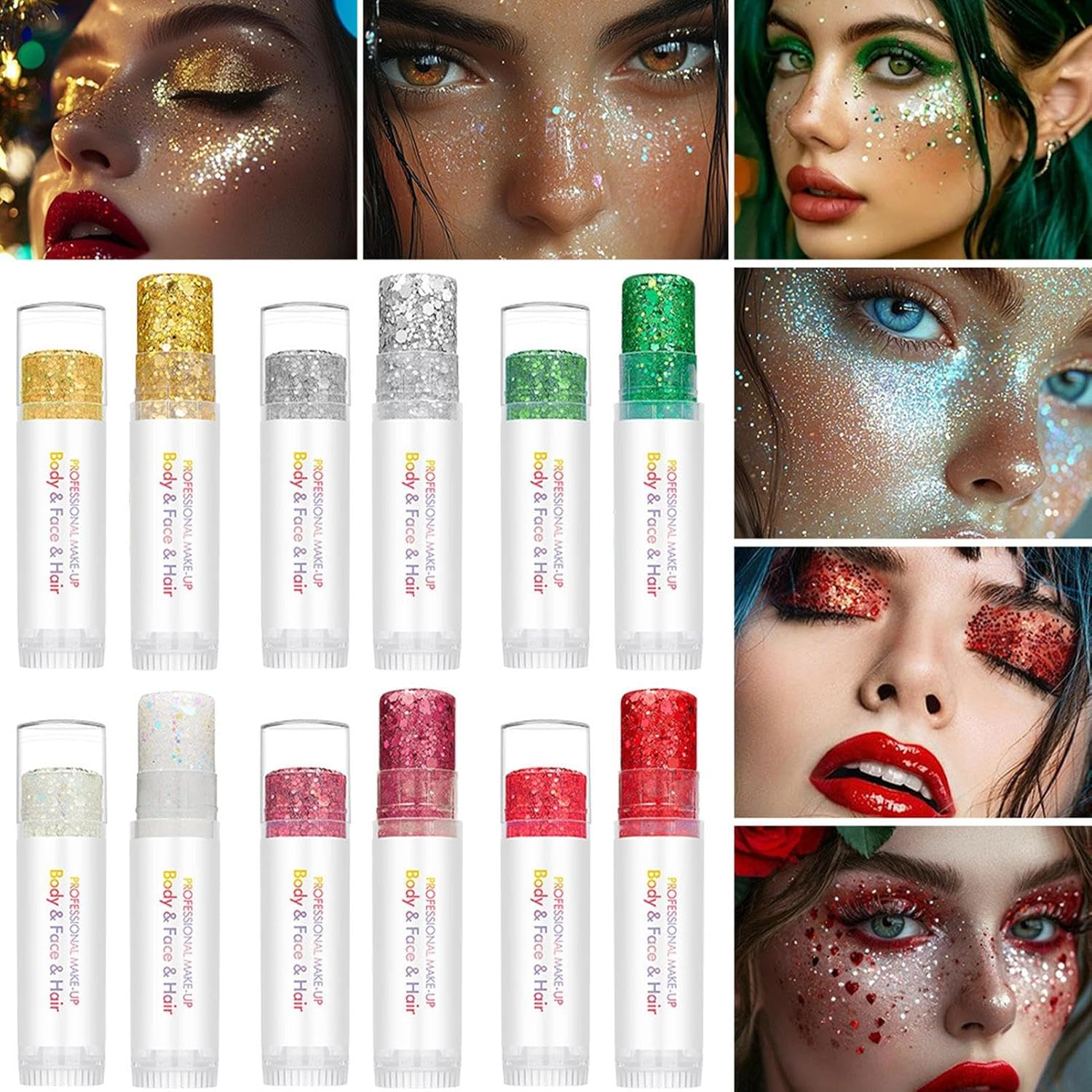 Wiroouia Body Glitter Stick - 6 Colors Sparkling Gel - Glitter Makeup,For Festival Party Clubbing Halloween Carnival Music Event Christmas Fairy Theme image number 1