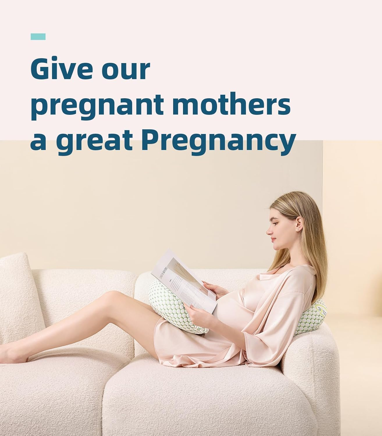 Pregnancy Pillow for Pregnant Women,Soft Pregnancy Body Pillow,Support for Back, HIPS, Legs,Maternity Pillow with Detachable and Adjustable Pillow Cover (Green, Plus) image number 2