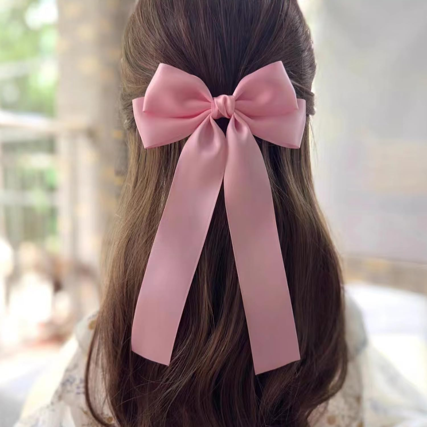 2Pcs Pink Hair Bows for Women,Hair Ribbon Hair Bows with Long Tail,Cute Hair Barrettes with Bow Accessories,Adorable Long Hair Accessories, Valentine'S Day Accessories for Women Girls Kids image number 6