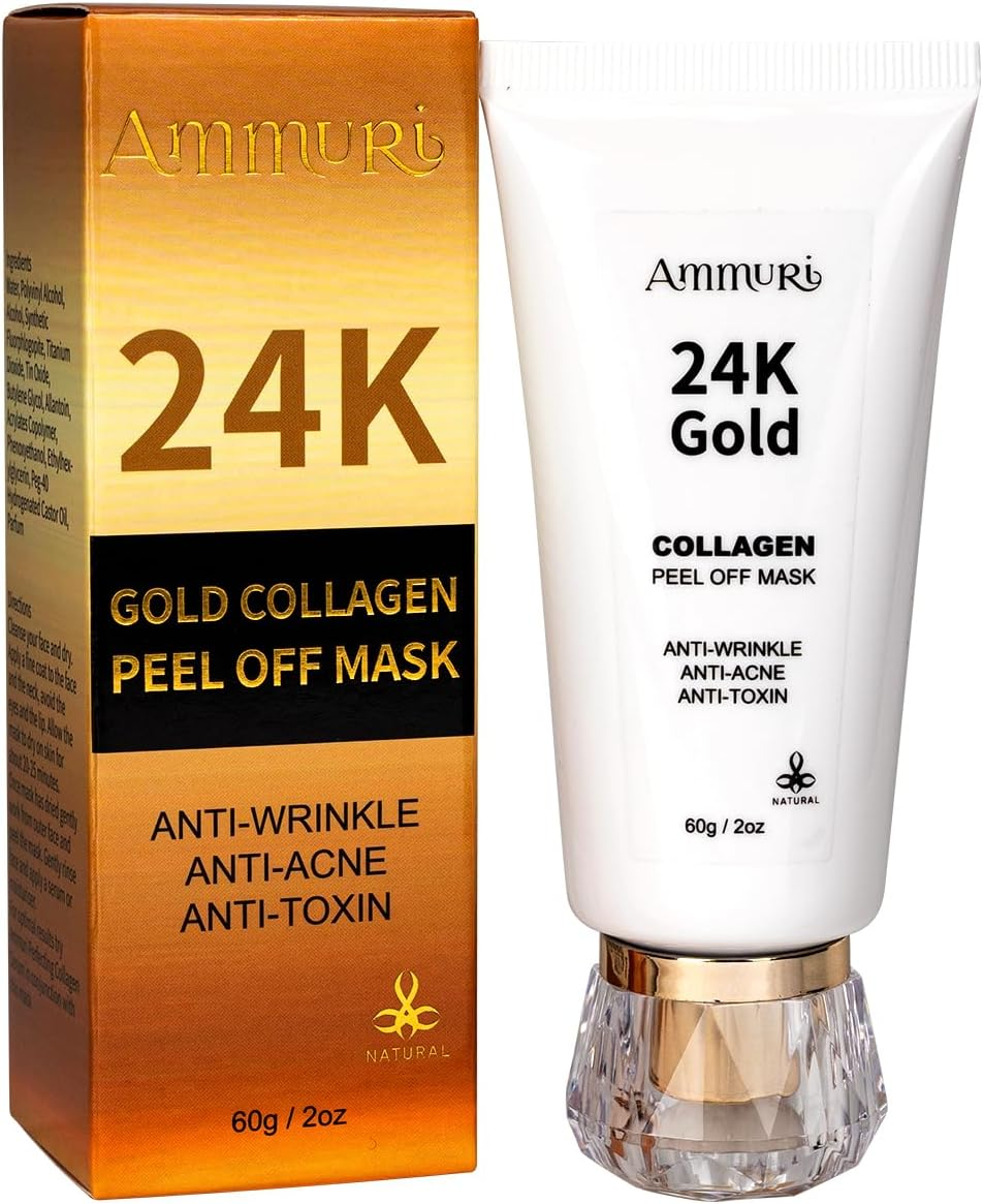Ammuri 24K Gold Face Mask with Vitamin C, Hyaluronic Acid & Niacinamide - Collagen Boosting Eye Mask, under Eye Patches, Collagen Face Mask for Hydration & Anti-Aging image number 1