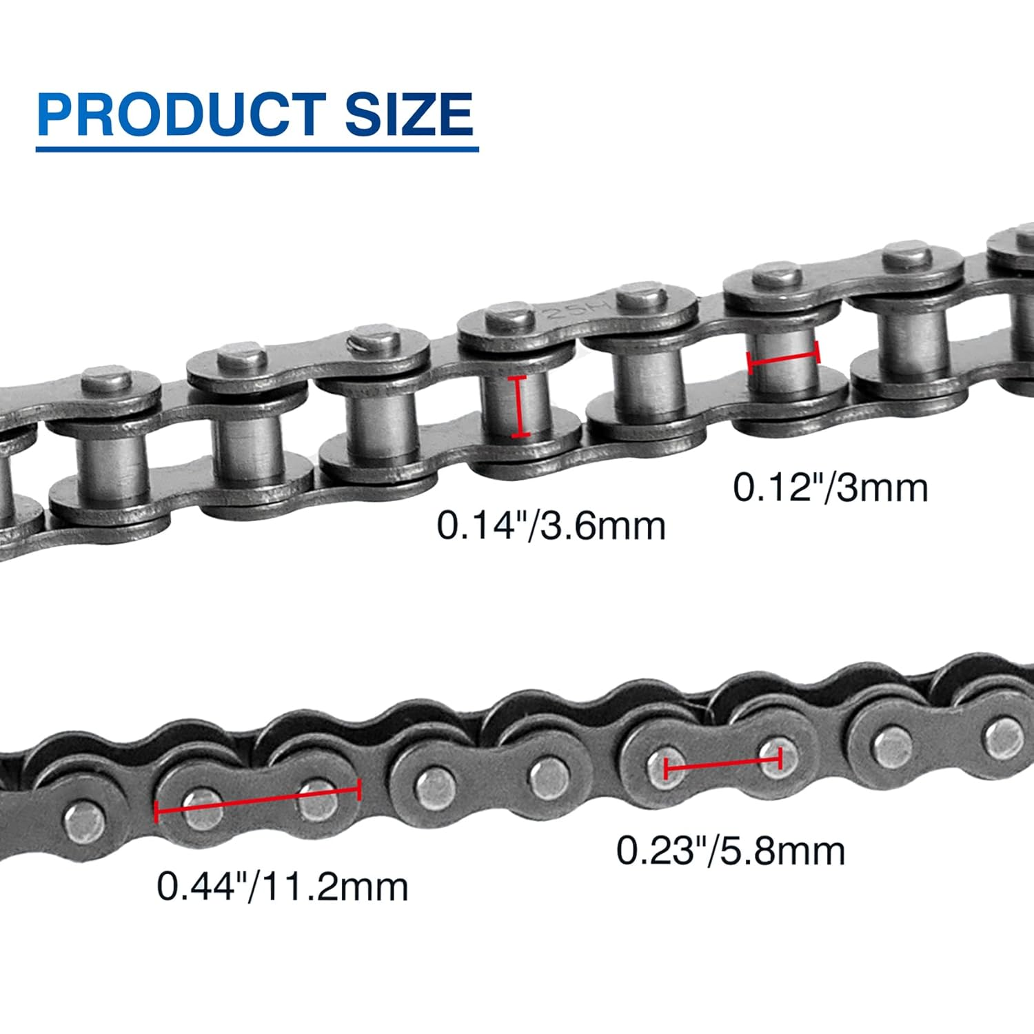 Belleone #25 Roller Chain - 10 Feet #25 Chain with 10 Connecting Links & Chain Breaker for Go Karts, Mini Bikes, Scooters, Dirt Bikes, Razor Motorcycles, Pocket Bike and Bycicles - 480 Links image number 1