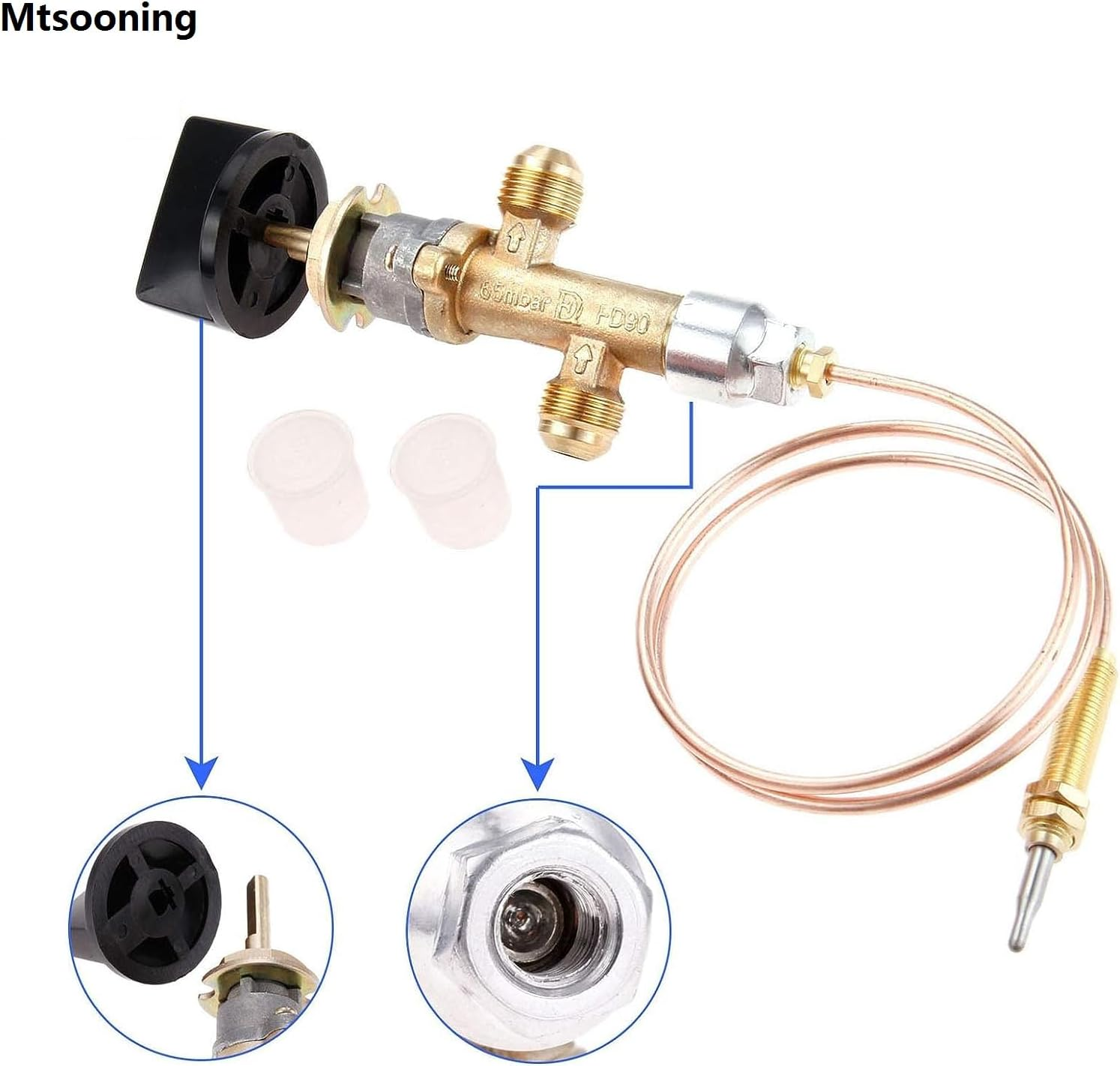 Mtsooning Low Pressure LPG Propane Gas Fireplace Fire Pit Flame Failure Safety Control Valve Kit, Propane Fire with 3/8" Flare Inlet & Outlet, Fits for Gas Grill, Heater, Fire Pit image number 3