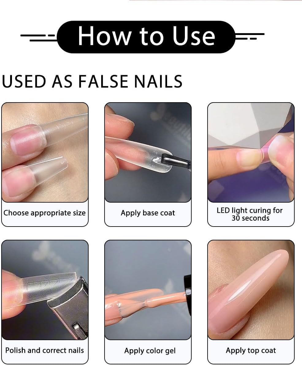 Beautilux Tips for Gel Nails, Pack of 300 with Guide Lines, Full Cover Nail Tips, 12 Sizes, Artificial for Nail Tips and Dual Nail Forms (FJP300-AL) image number 3