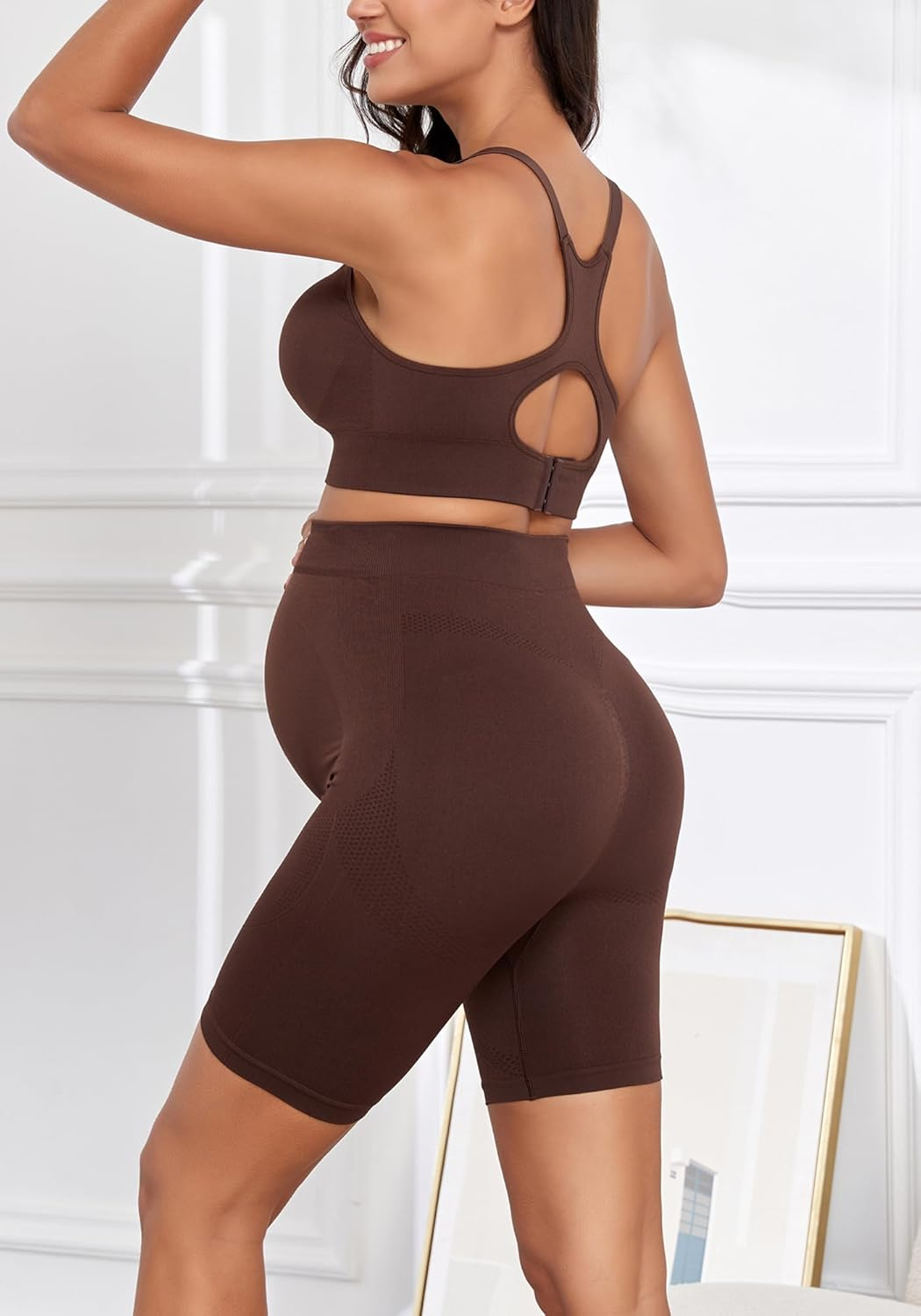 Lataly 3Pack Women'S Maternity Shorts over the Belly Yoga Biker Pregnancy Workout Running Active Shorts for Women image number 4