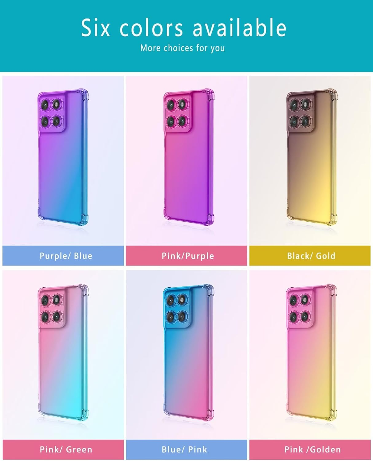 EASSGU TPU Silicone Mobile Phone Case for Motorola Moto G86 Power 5G (6.67 Inches), Transparent Gradient Case, anti Drop and Anti-Scratch Protective Case - Blue Purple image number 5