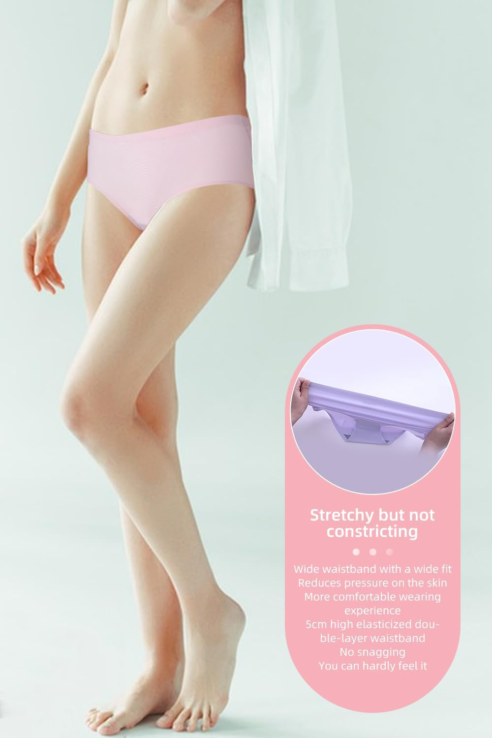 SAMYIKOU 5 Pack Women&rsquo;S Seamless Underwear Stretch Invisibles Hipster Briefs Comfortable Ice Silk Soft Breathable Panties image number 1