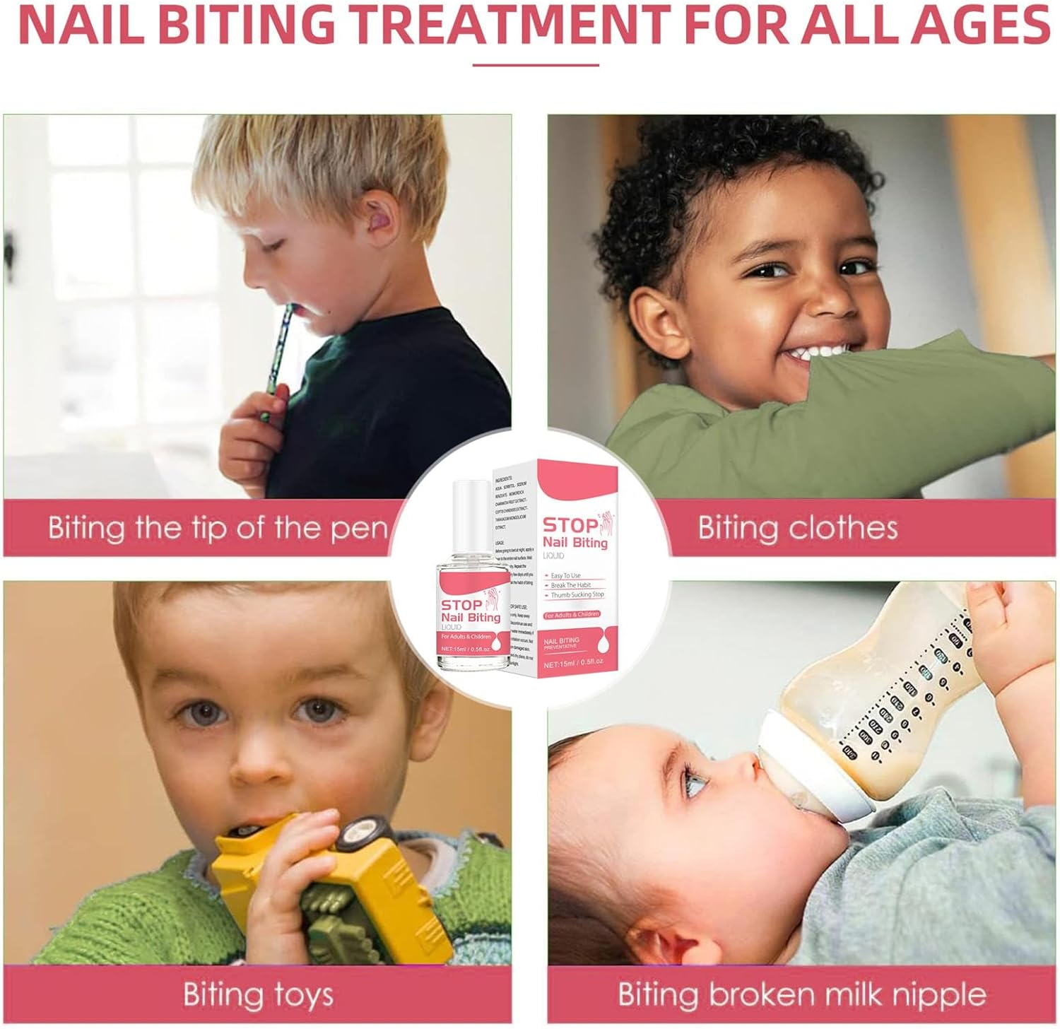 Nail Biting Prevention Polish,0.5Fl Oz anti Bite Nail Polish - Care for Kids & Adults, Thumb Sucking Stop, Bitter Taste, Safe & Effective, Non-Glossy Invisible Coating, Stop Nail Biting & Thumb image number 1