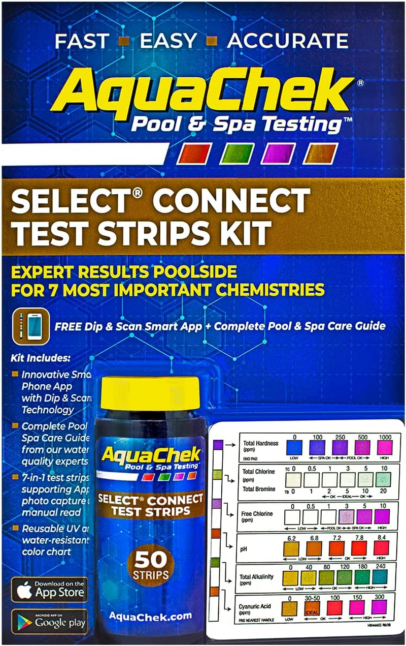 Aquachek Select Connect 7-Way Pool and Spa Test Strips Complete Kit - Pool Test Strips for Ph, Total Chlorine, Free Chlorine, Bromine, Alkalinity, Total Hardness, and Cyanuric Acid - (50 Strips) image number 4