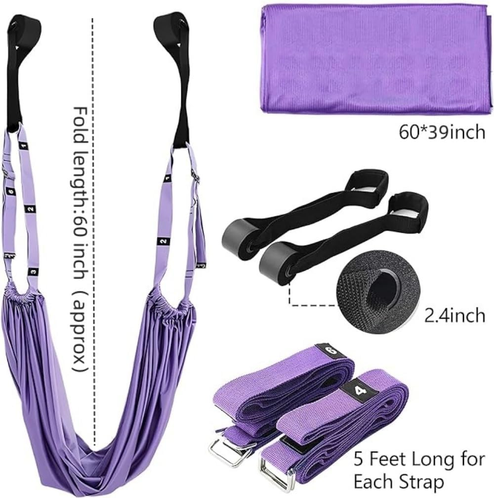 Adjustable Leg Stretching Strap, Yoga Fitness Band, Yoga Fitness Flexibility Door Stretcher Strap, Back Bend Assist Trainer, Yoga Swing for Aerial Yoga Ballet, Cheer Gymnastics, Taekwondo, Ballet image number 5