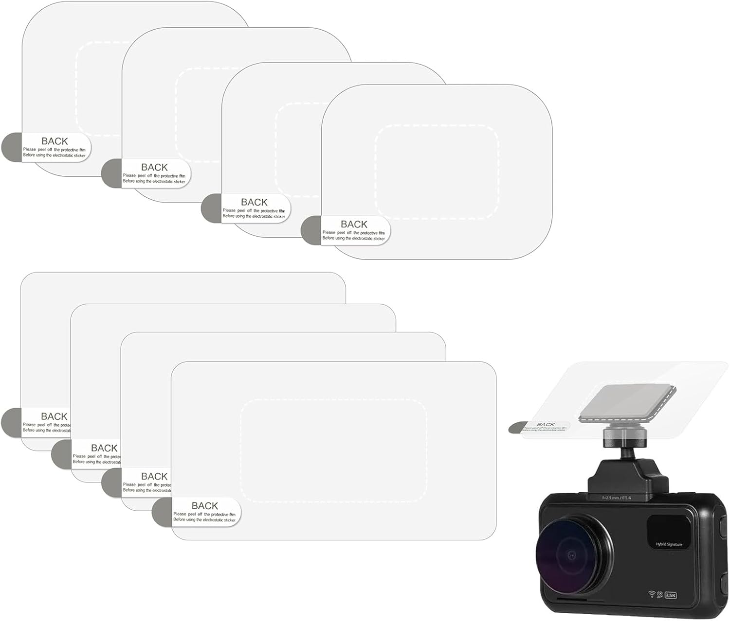 MAEZOE 8PCS Windshield Electrostatic Stickers for Dash Cam, Premium Adhesive Reflective Static Window Sticker Shield for Windshields, Scratch-Proof & Residue-Free Car Shield Decal for Mounting Dashcam image number 6