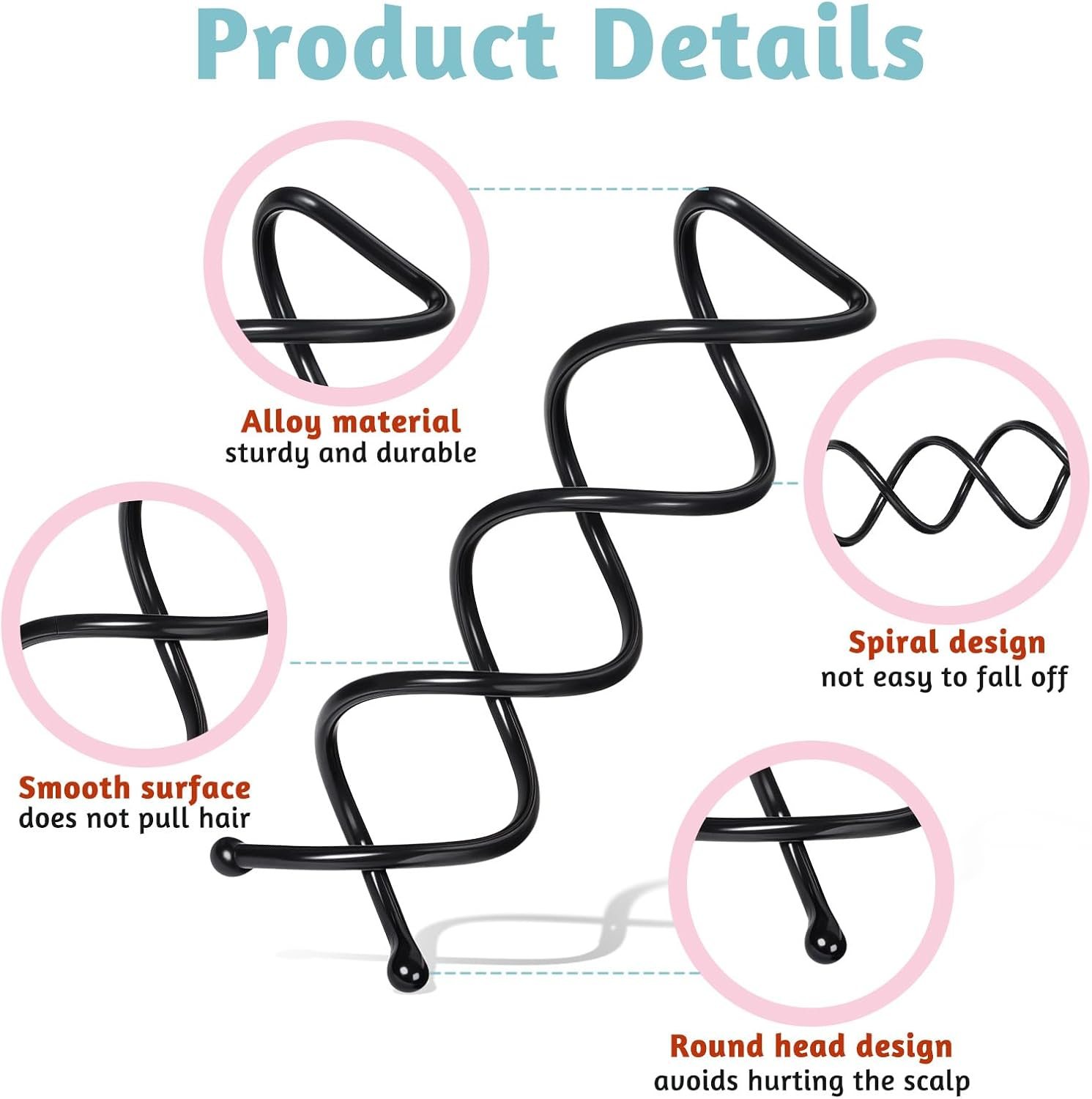 Qianyu 25 Count Mini Spiral Twist Hair Pins Small Reusable Non Slip Secure Hold Bobby Pins Clips for Updos Non-Scratch Metal round Tips Hair Clips Suitable for Kids Girls and Women All Hair Types image number 4