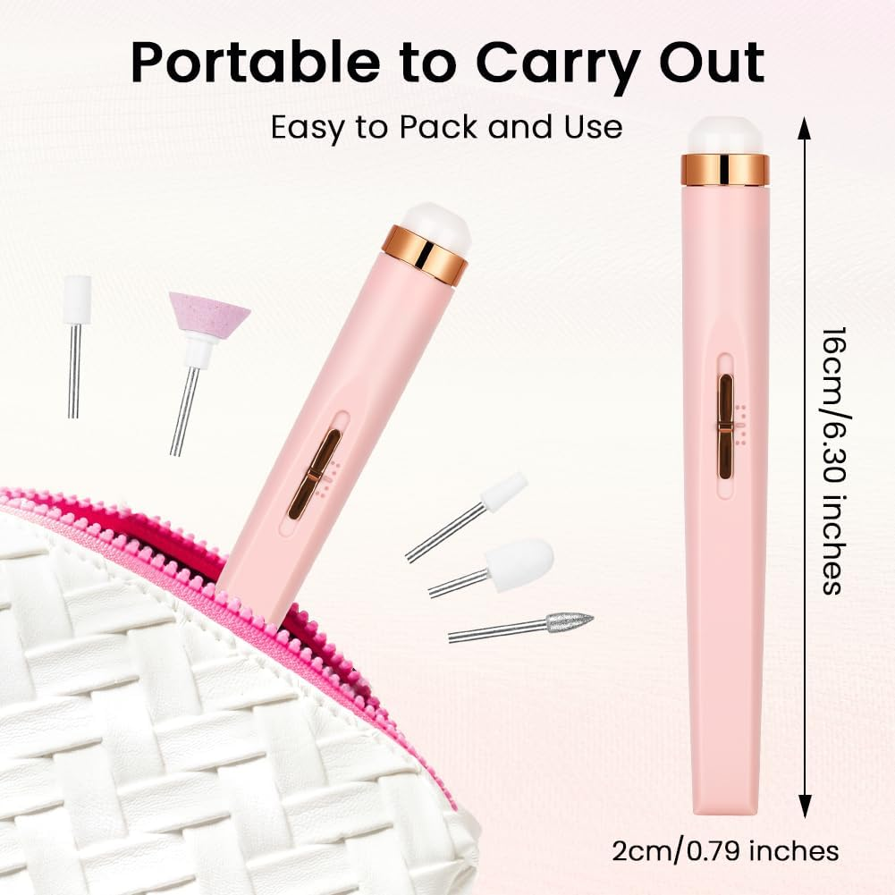 BUTBU Electric Nail Files, 6 in 1 Professional Electric-Nail Drill Machine, Adjustable Speed 20000 RPM Manicure Pedicure Set with 5 Drill Bits, for Nails Gel Polish, Hard Skin Removal image number 3