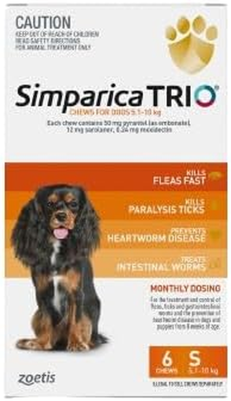 Simparicaa Trio for Small Dogs 5.1-10Kg Orange 6 Chews + 1 Free