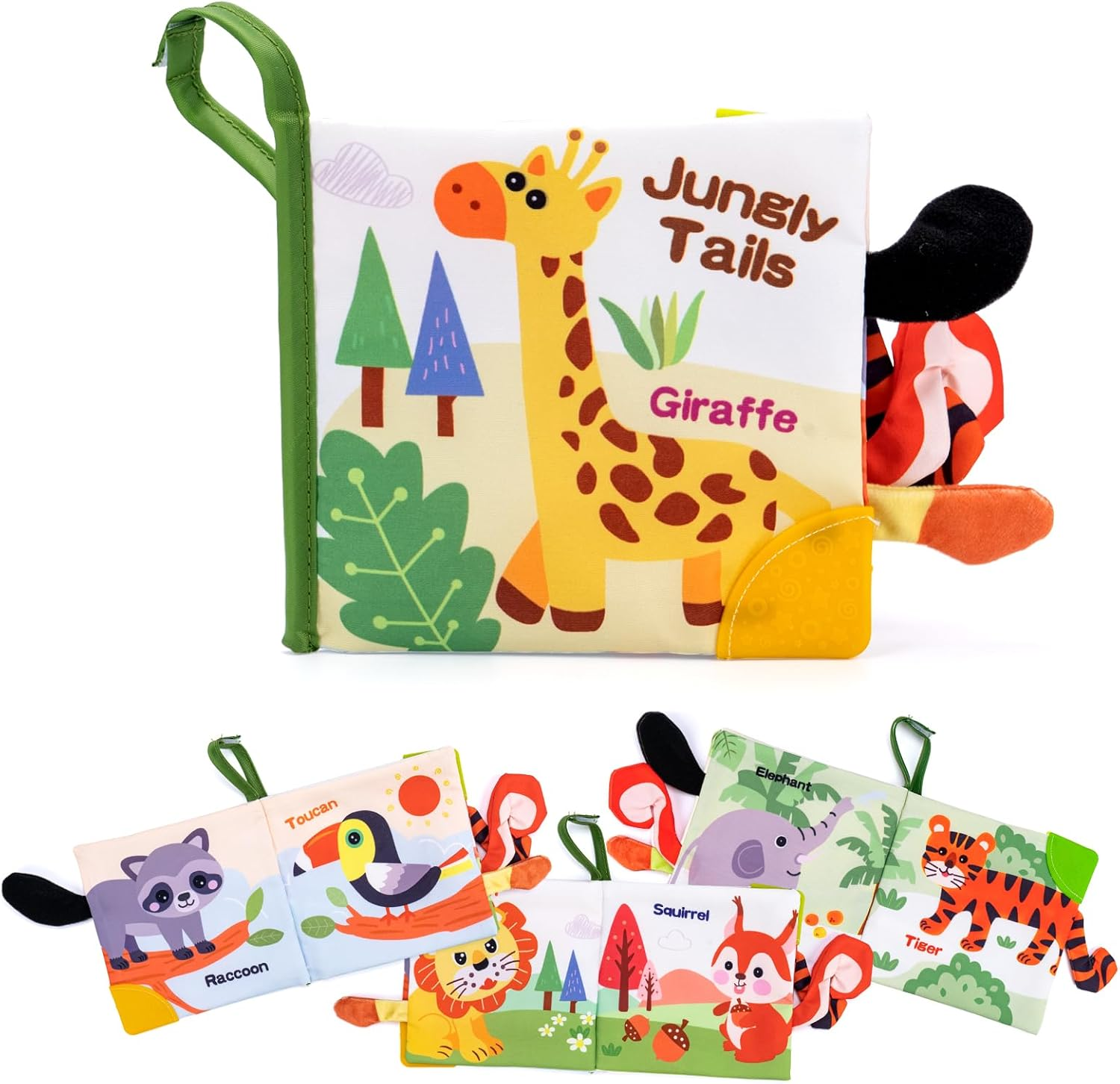 Coolplay Baby Sensory Toys 0-6 Months, Baby Animal Tails Books Toys Crinkle Books 6-12 Months Toddler Soft Cloth Book for Newborn image number 6