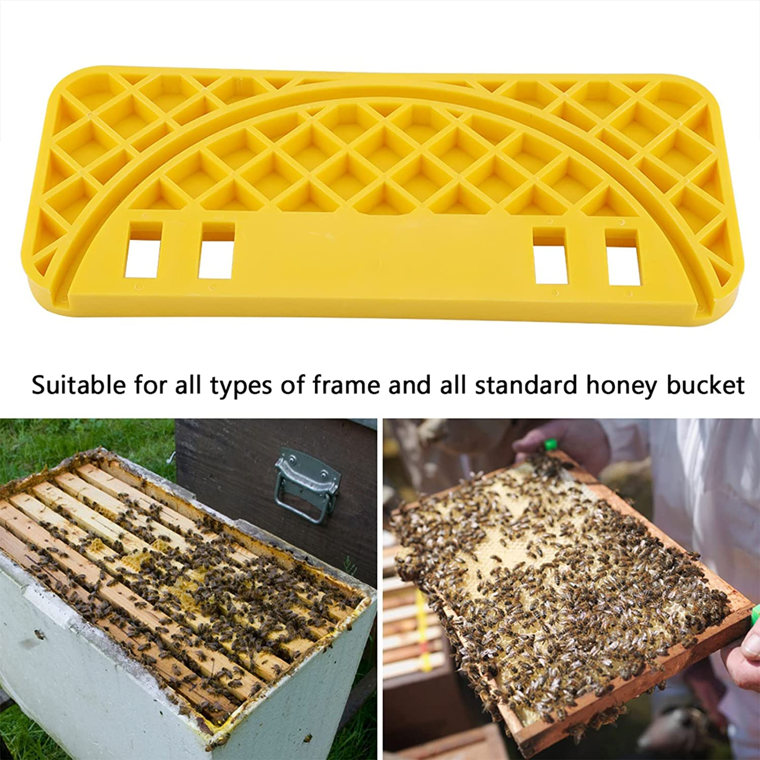 Joyzan Hive Uncapping Tank Holder, Honey Bucket Slot Nest Frame Scraper Bee Hive Shelf ABS Type Bee Keeper Flat Equipment Beekeeping Scrapers Tool Plastic Yellow for Beekeeper Cleaning Outdoor Garden image number 2