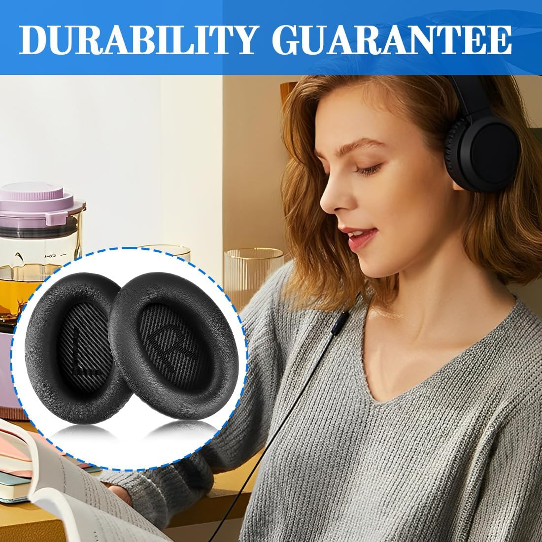 Replacement Ear Pads for Bose QC35, Professional Ear Pads Headphones with Over-Ear Headphones by Quietcomfort 35 QC35 and Quiet Comfort 35 II QC35 Ii image number 1