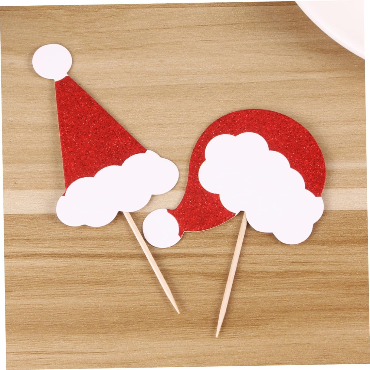 LABRIMP Design Cartoon Christmas Hat Pattern 24Pcs Cake Toppers Food Picks Decorative for Christmas Parties image number 1