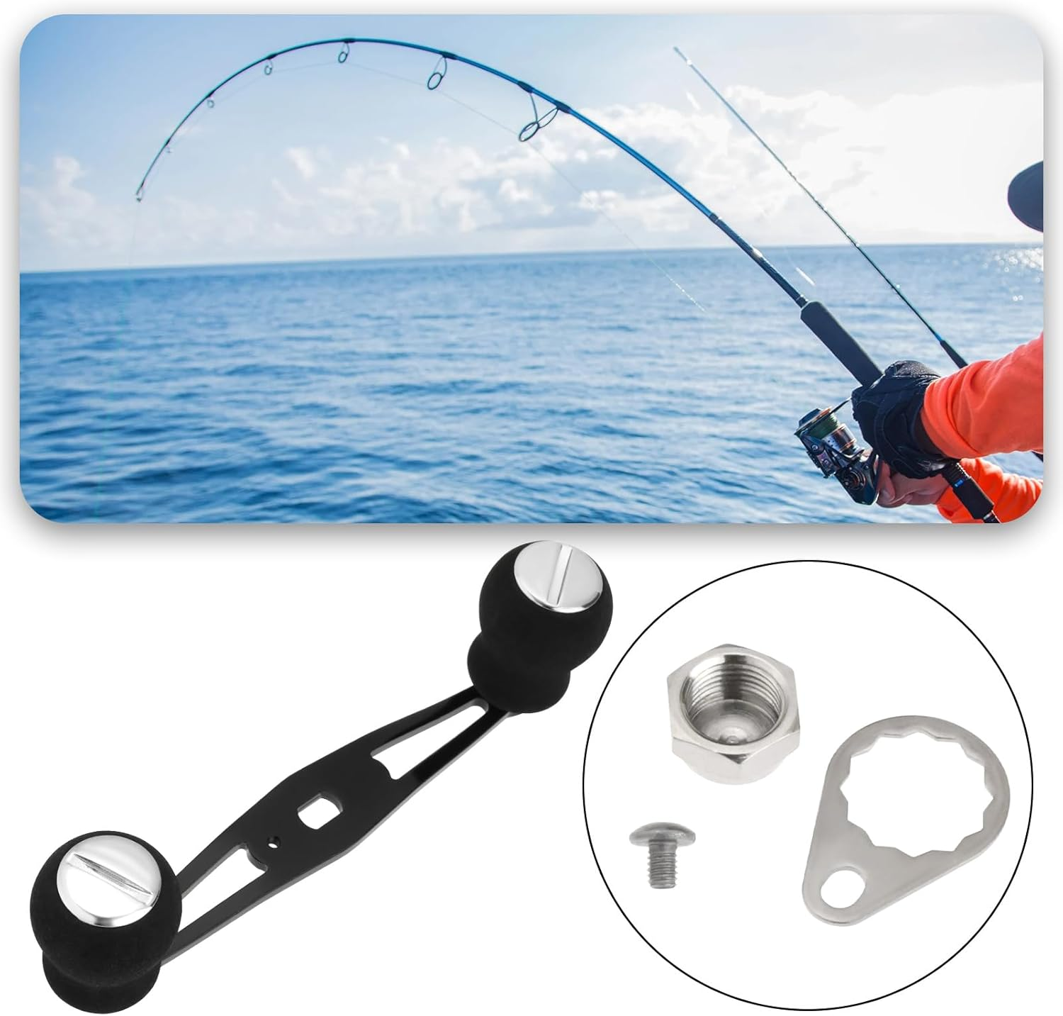LT Easiyl 1PC Fishing Reel Handle with EVA Handle Compatible with Abu Garcia Daiwa Baitcasting Reel Left or Right Side Installation Fishing Baitcast Reel Handle Rocker