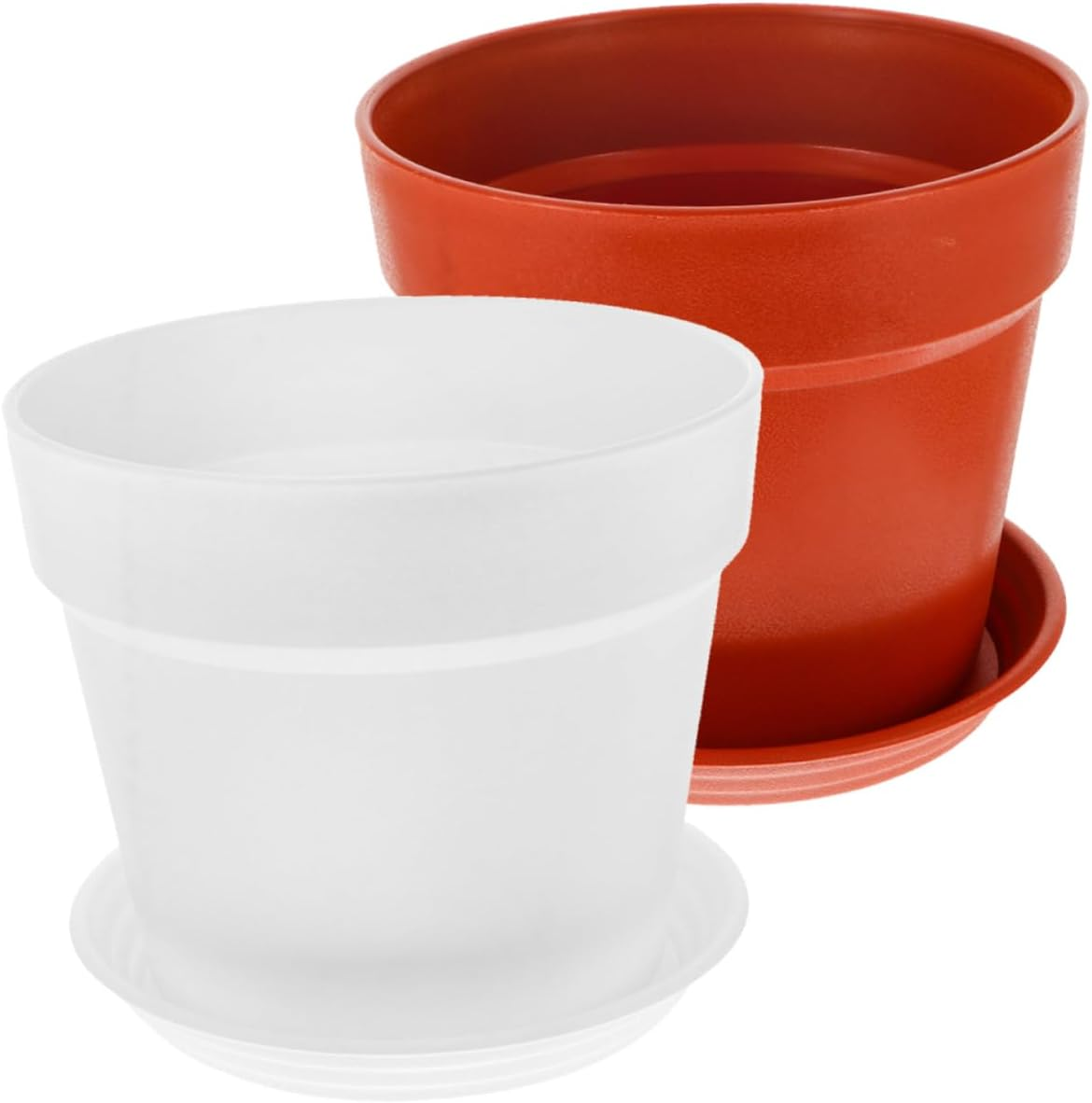 Outanaya 2Sets Outdoor Plastic Flower Pots Artificial Plant Pots Trays for Succulents Garden Supplies Easy to Clean Reusable image number 6