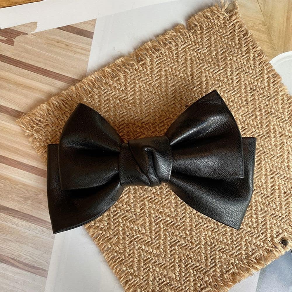 PU Leather Hair Bow Clip, Korean Style Duckbill Barrette, Black Hair Accessories for Women and Girls image number 2