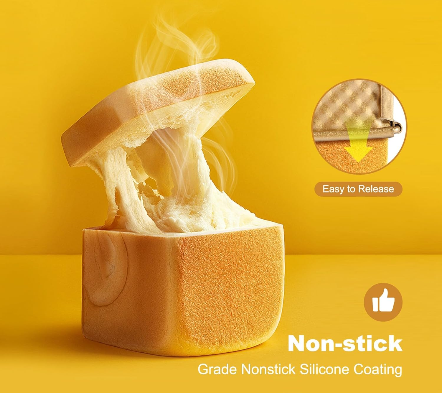 Mini Loaf Pan with Lid, Dough Aluminum Square Non-Stick Toast Box Bread Pan, Pullman Loaf Pan with Lid - 0.55Lb Dough Capacity image number 1