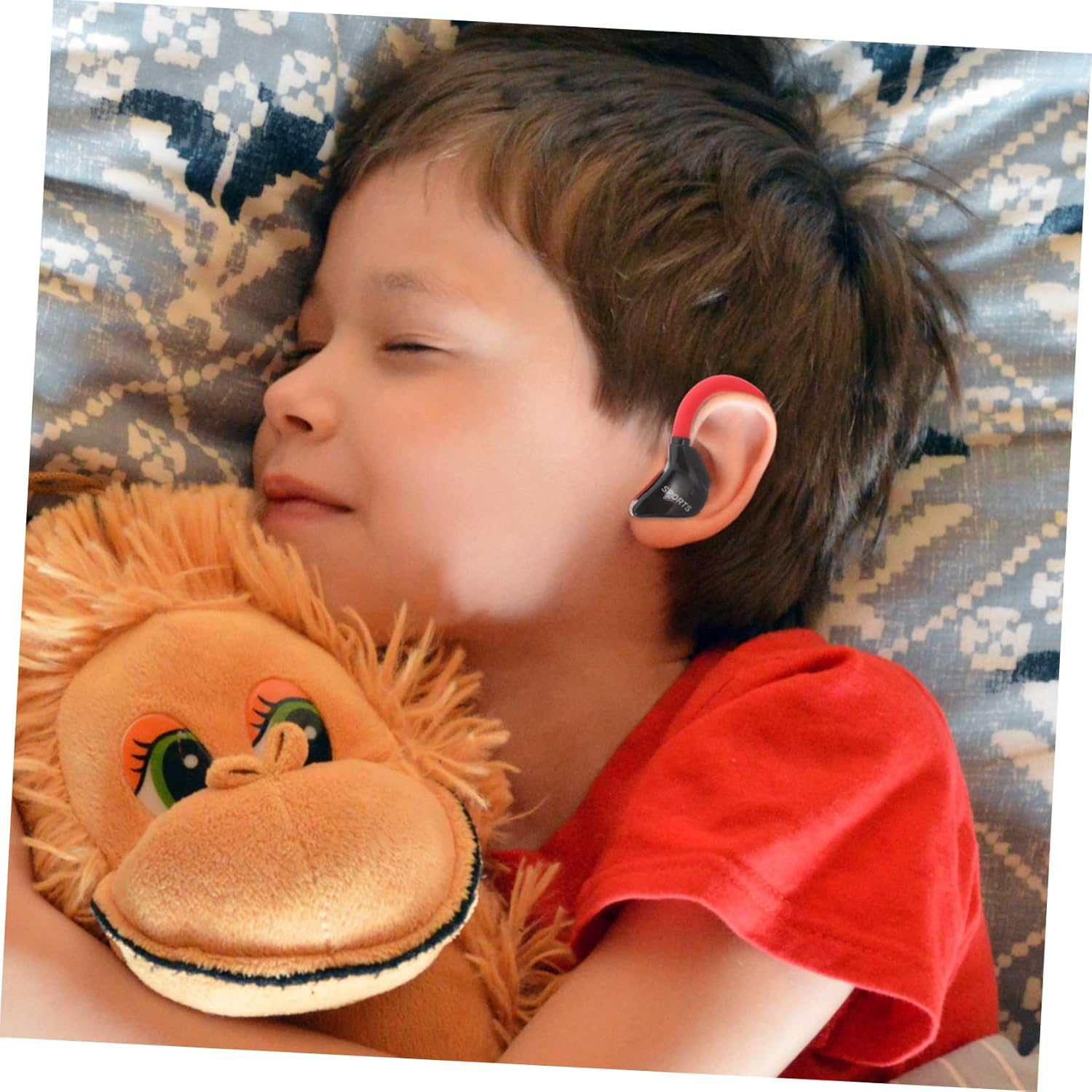 HEALSOPTHY Wired Ear Hook Earphones for Running Noise Isolating Sweat-Proof Corded Earbuds for Active Lifestyle Red Wired Headset for Cell Phone Sports image number 1