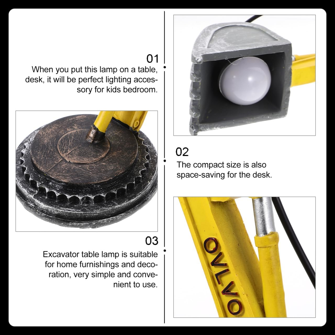 Housoutil Creative Digger Desk Lamp, Industrial Style Excavator Modelling Table Lamp, Reading Light Night Light for Home Bedroom Decoration image number 4