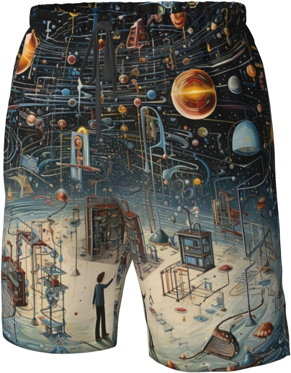 WURTON Physics Print Print Men'S Beach Shorts Hawaiian Summer Holiday Casual Shorts with Drawstring, Quick Dry image number 2