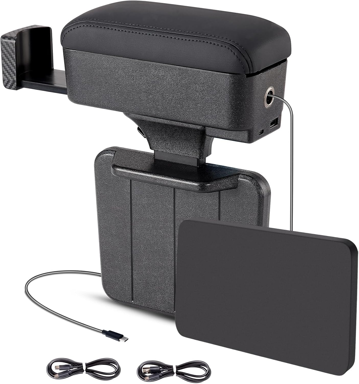 Upgrade Car Leather Armrest Expander Support Elbow Rest Pad, Universal Auto Armrest Box Gap Filler Organizer, Adjustable Height, with Cup Holder, Arm Rest Car Interior Accessories (Black) image number 5