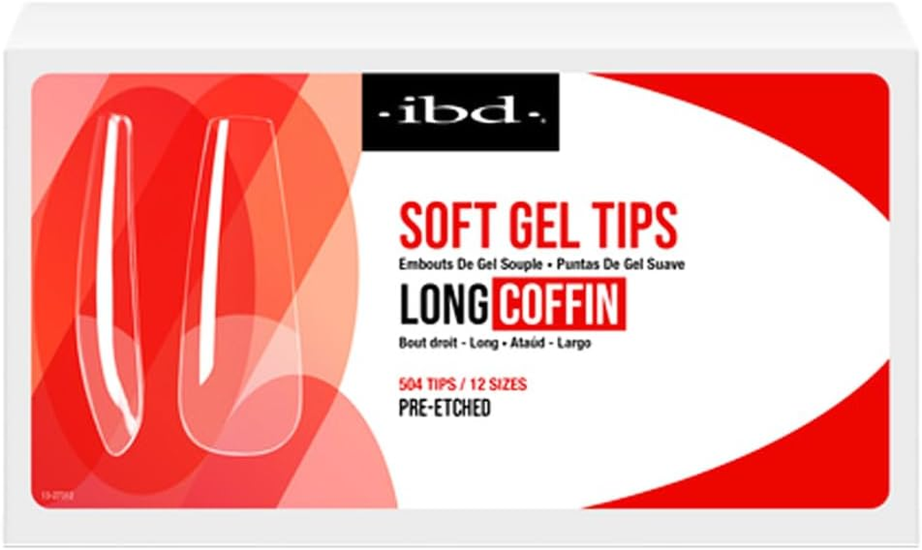 IBD Soft Gel Tips Long Coffin - 504 Pieces, 12 Sizes - Made in USA - Transparent Nail Tips - Soft Gel Tips for Nail Extension - Long Coffin Shape image number 3