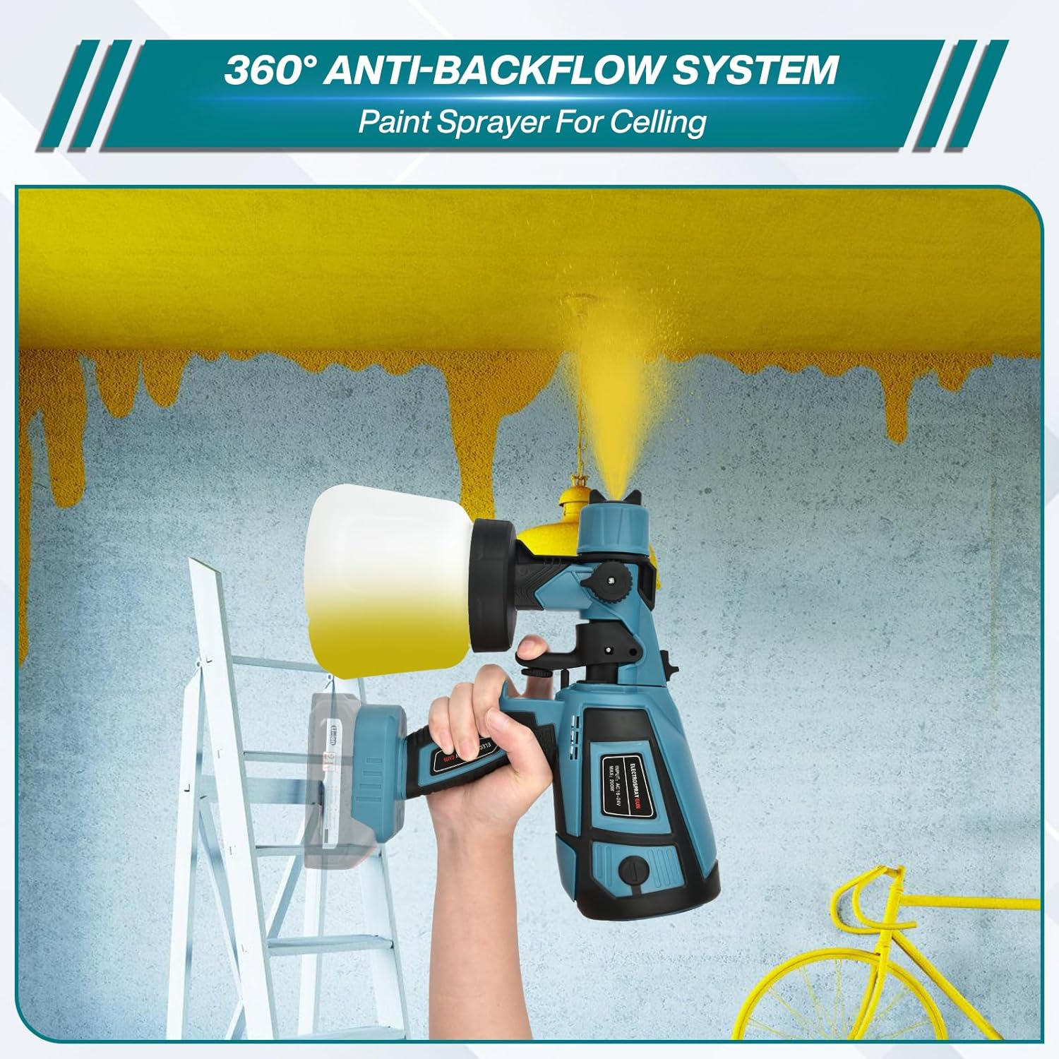 Handheld Paint Sprayer Gun,Battery Paint Spray System for Makita BL Series 18V, 900 Ml Container with 5 Nozzles (0.8/1/1.5/1.8/2.5 Mm), Cordless Paint Spray Gun for Walls (Batteries Not Included) image number 3