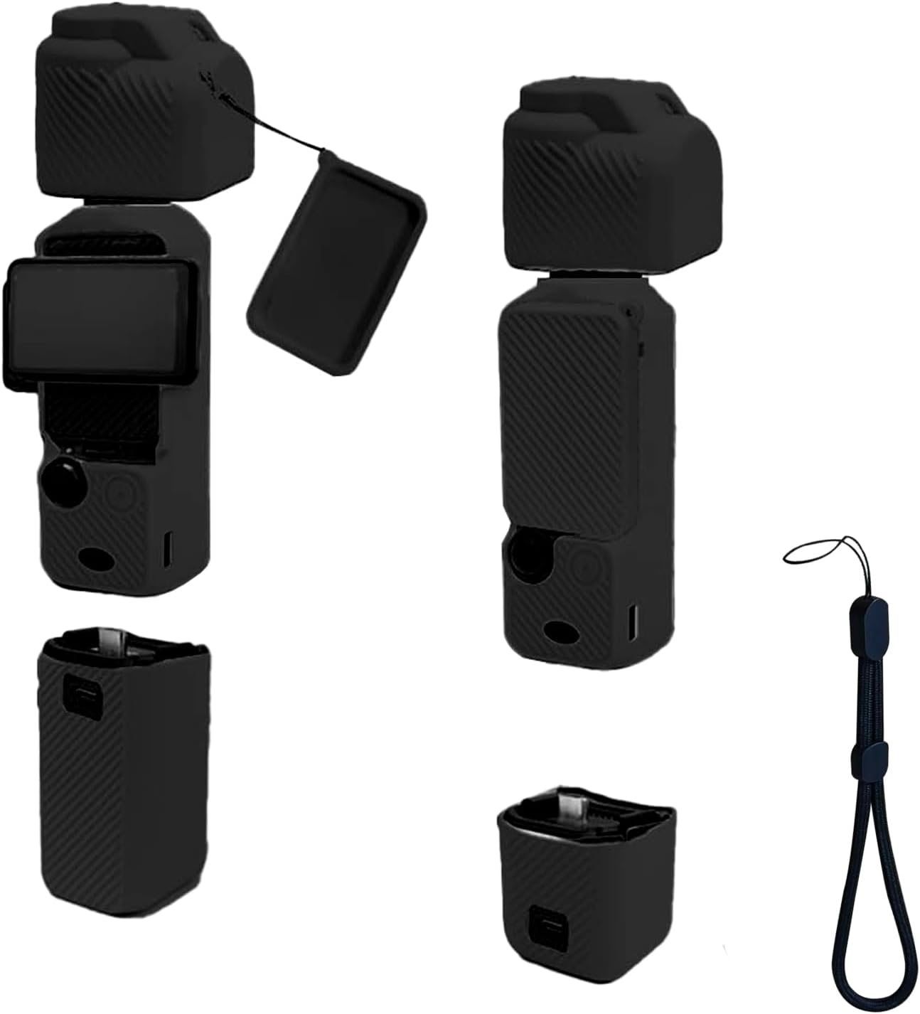 Pocket 3 Case, Soft Silicone Protective Case Compatible with Pocket 3 Creator Combo, Lightweight Creen Protector Grip Cover Accessories - Black