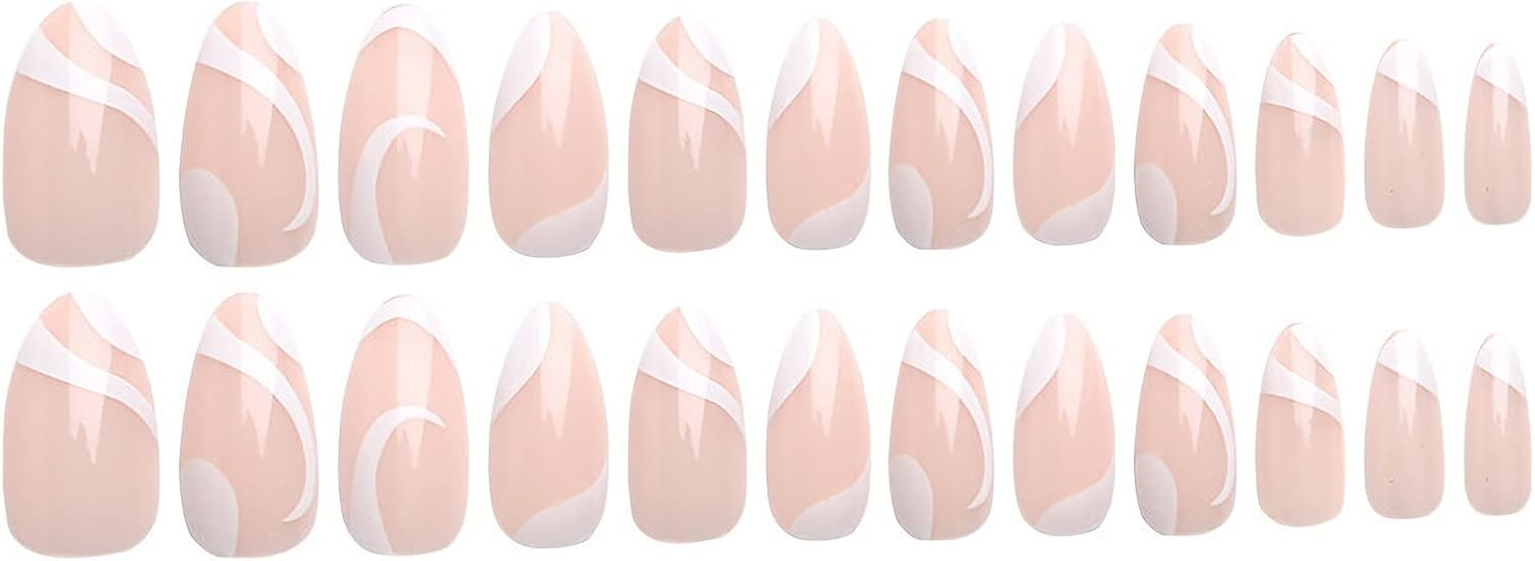 RYUUSEI 24Pcs Square Press on Nails Short Squoval White Fake Nails with Nail Glue French Pink Checkerboard False Nails Glossy Full Cover Acrylic Nails for Women image number 4