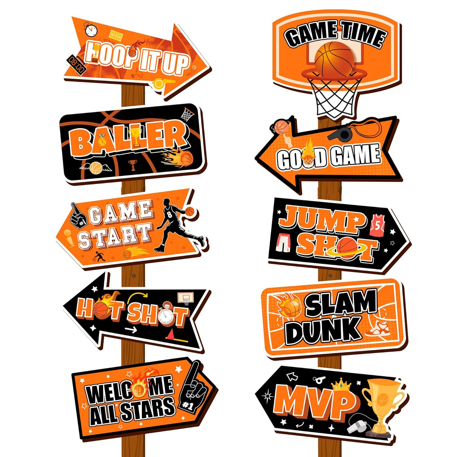 Basketball Party Sign, 20 Pcs Welcome Sign for Basketball Party, Yard Sign & Birthday Decorations Signs for Decorations Supplies image number 2