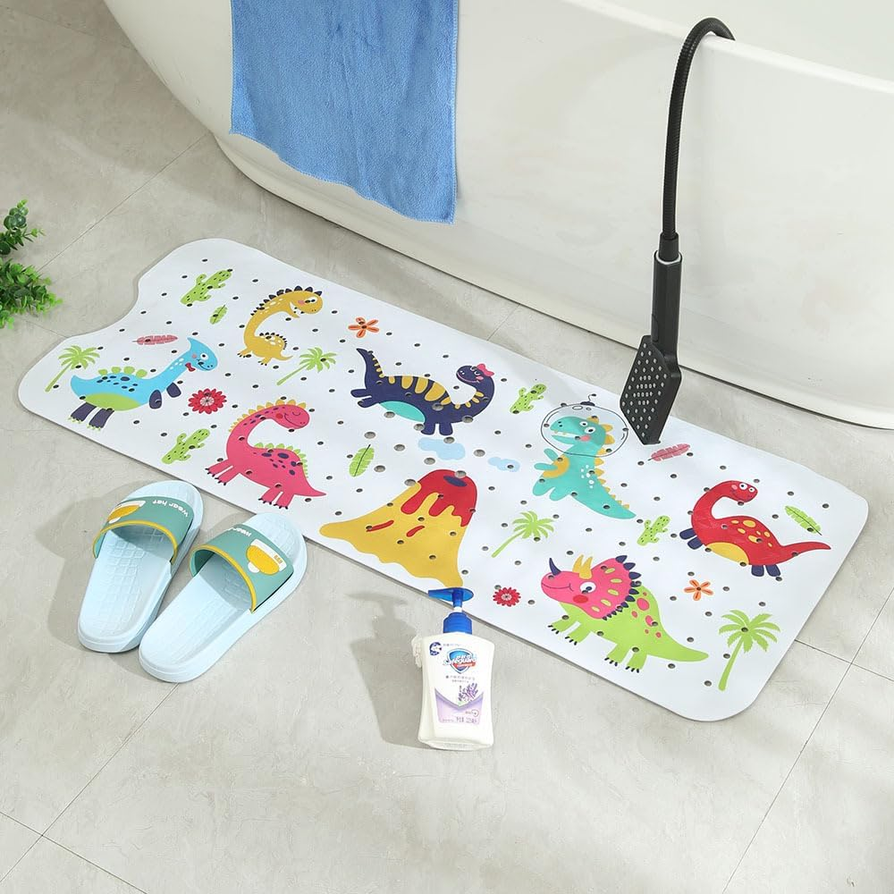 Fohouse Bath Mat for Tub for Kids Non Slip Baby Bathtub Mat Extra Long 40X16 Inch anti Slip Bathroom Toddler Shower Mat, Bath Mats with Suction Cups & Drain Holes, Machine Washable