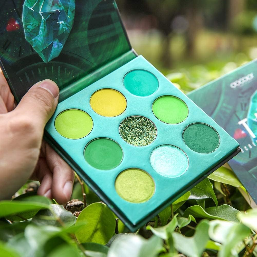 Docolor Eyeshadow Palette 9 Colors Green Eyeshadow Gemstone Shadow Palette Highly Pigmented Mattes Shimmers Naked Smokey Glitter Cream Colorful Powderlong Lasting Waterproof Makeup Palette - Multicolor image number 5