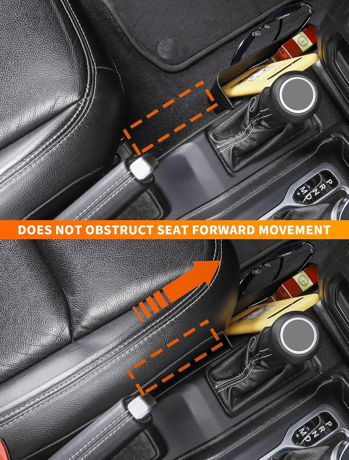 Savadicar GT-2 Shifter Storage Box, Gear Shift Side Tray, Center Console Organizer Compatible with 2018-2025 Jeep Wrangler JL JLU 4XE & Gladiator JT, Interior Storage Accessories, Black, 1 PC image number 2