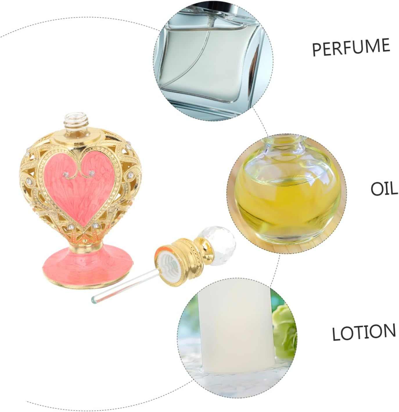 Alipis Empty Perfume Bottle Arabian Style Heart-Shaped Glass Aromatherapy Bottle with Romantic Essence for Home D&eacute;cor and Fragrance Storage image number 2
