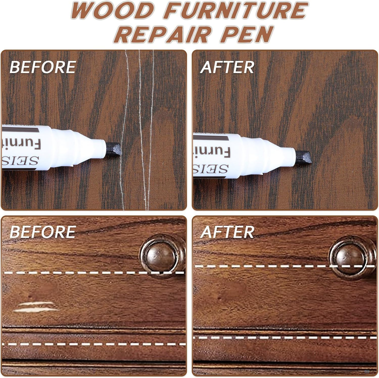 SEISSO 18 Colors Wood Filler Sticks ＆ Wood Markers Furniture Repair Kit - Set of 39 - Wood Floor Scratch Repair, Furniture Markers Touch up Restore Wood Floors, Tables, Holes, Laminate, Carpenters image number 2