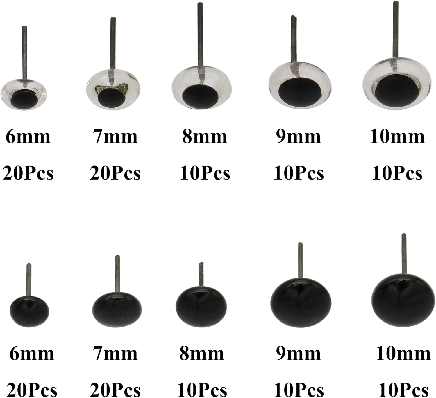 140Pcs Needle Felting Eyes 6-10Mm Mini Glass Black with Clear Eyes Kits for Toy Teddy Puppets Dolls Wool Felting Crafts - Amber With Clear image number 4