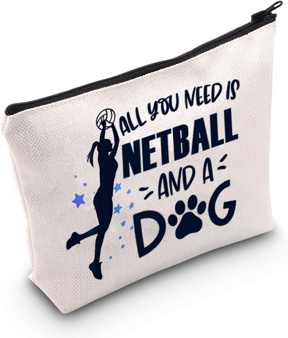 TGBJE Netball Girl Gift Netball Player Gift Dog Owner Gift All You Need Is Hockey and a Dog Makeup Cosmetic Bag for Dog Lover, Netball Dog Bag, All