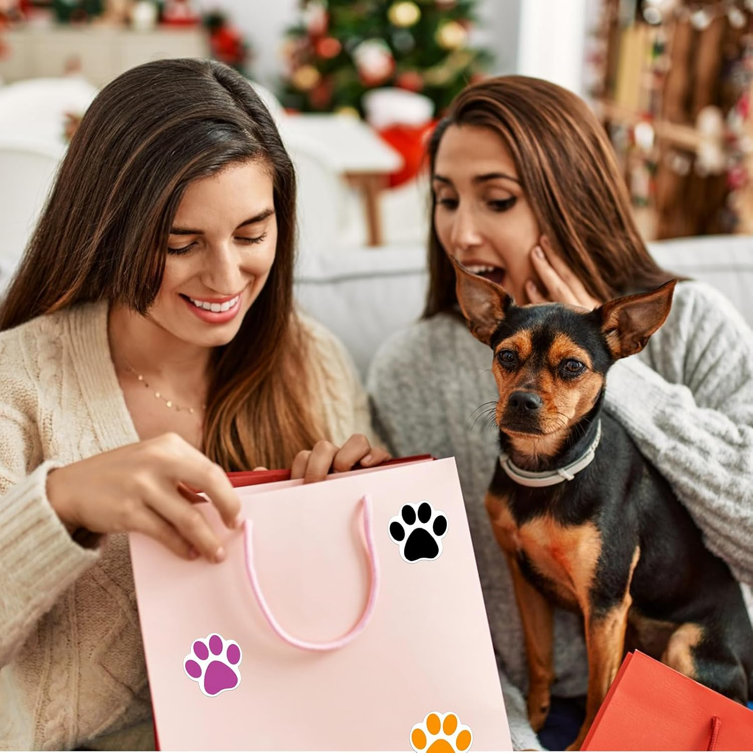 Dog Paw Print Stickers, Roll/1000Pcs Colorful Dog Paw Label Stickers, Bear Paw Animal Paw Print Stickers for Scrapbook Wall Decal Decoration image number 6