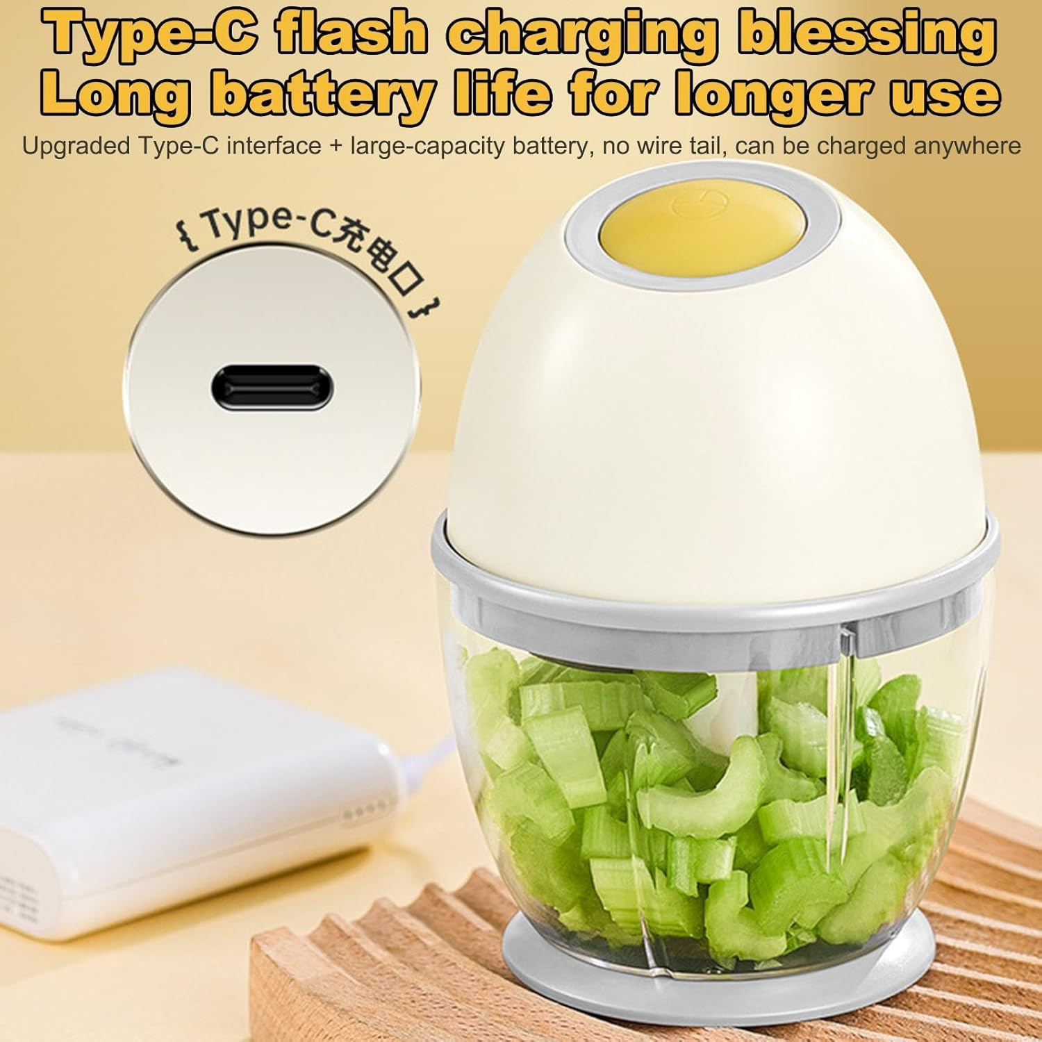 Electric Garlic Chopper,Electric Garlic Chopper,Usb Charging Garlic Grinder | Portable Vegetable Chopper Kitchen Gadget Cordless Garlic Chopper for Home Restaurant image number 2