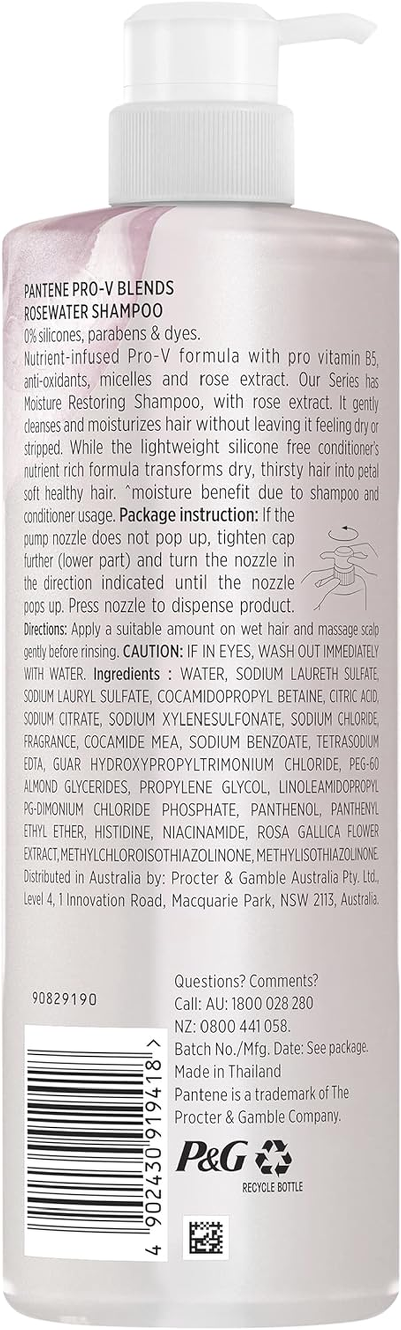 Pantene Micellar Rose Water Shampoo 530Ml image number 3