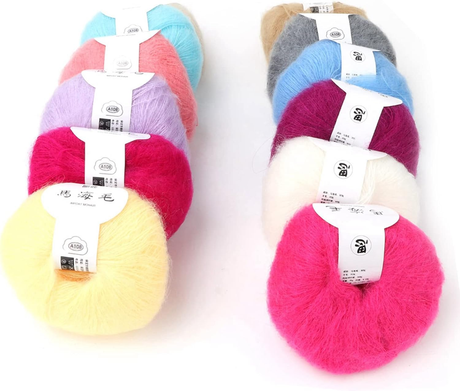 Trisar Soft Lightweight Mohair Wool Blend Knitting Yarn, anti Pilling & Shrinkage, Hand Washable, 12 Colors a Set image number 2