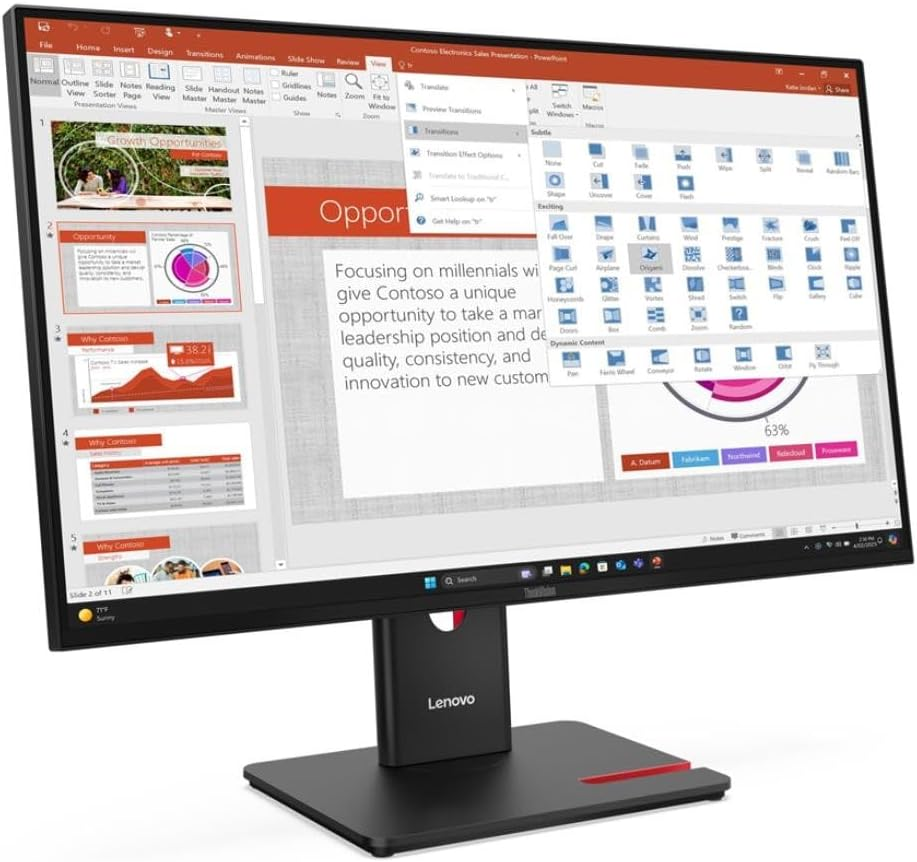 Lenovo Thinkvision T27-40 Business Monitor, 27" 1080P IPS Display, Anti-Glare, Low Blue Light, Eyesafe Certified, Ergonomic Stand (64A5MAR6AU) image number 5