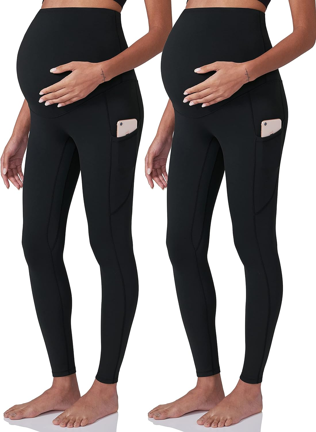 POSHDIVAH Women'S Maternity Workout Leggings over the Belly Pregnancy Yoga Pants with Pockets Soft Activewear Work Pants